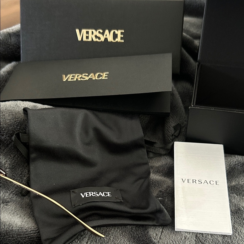 Versace Black and Gold Square Sunglasses - Picture 6 of 8